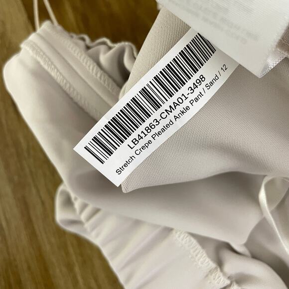 Quince Stretch Crepe Ankle Pants Size 12 Womens Sand Beige Elastic Career NWT - Picture 9 of 9